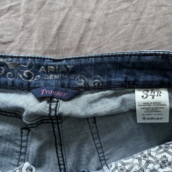 Ariat Women's Jeans 34R Blue Med Rise Bootcut Trousers Western Dark Wash 36x32 - Picture 9 of 11